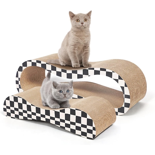 Simple Deluxe FluffyDream 2 in 1 Cat Scratcher Cardboard Lounge Bed, Cat Scratching Post, Durable Board Pads Prev PTFURNSCRATPAD2IN1LCHECK - main