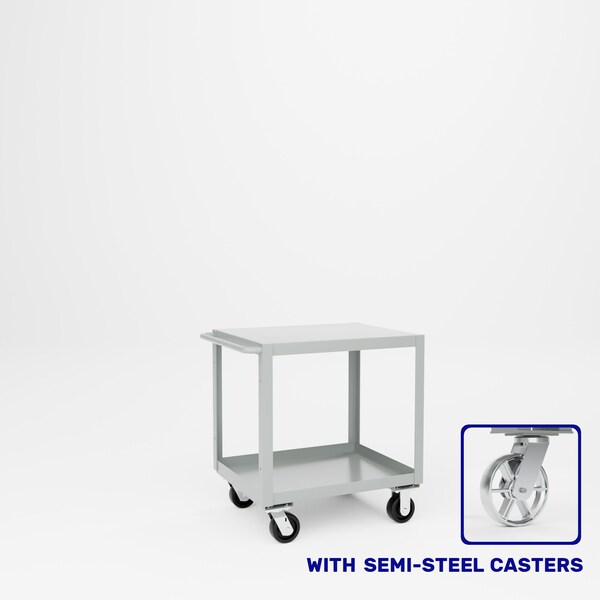 Pucel Heavy Duty Shop Truck, 30 in W x 24 in D x 33.5 in H, Two Shelves, Push Handle, Gray 2430-DT-2S - main