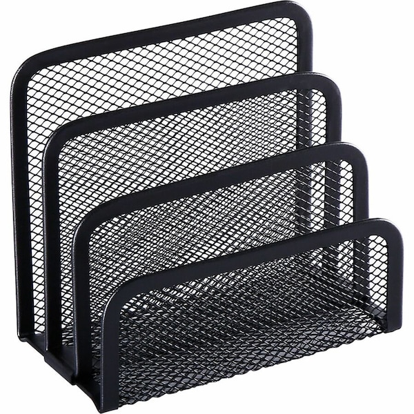 Lorell Mesh Vertical Desktop File Sorter, 4 Dividers, Black LLR84153 - main