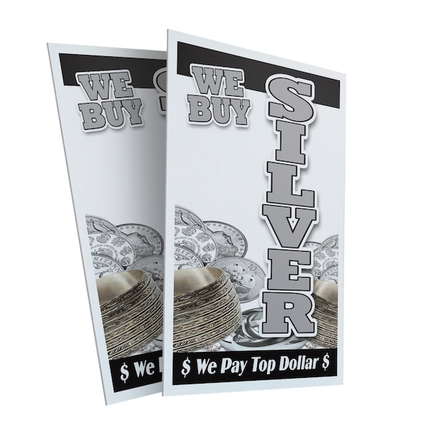 Signmission We Buy Silver Vertical, Plastic Signs Only 24 Inch x 36 Inch, Corrugated Plastic, 2PK CSB-2436-2PACK-We Buy Silver Vertical - main