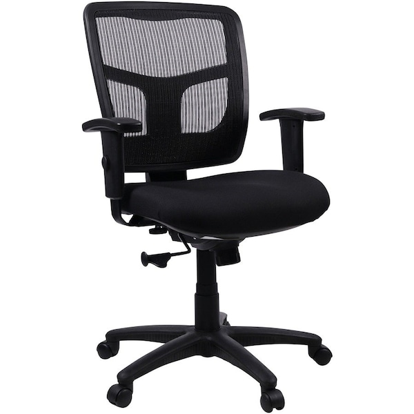 Lorell Managerial Chair Mesh Mid-Back Managerial Chair, Black, Adjustable Arms, 17.70" to 21" Height, Black LLR86209 - main