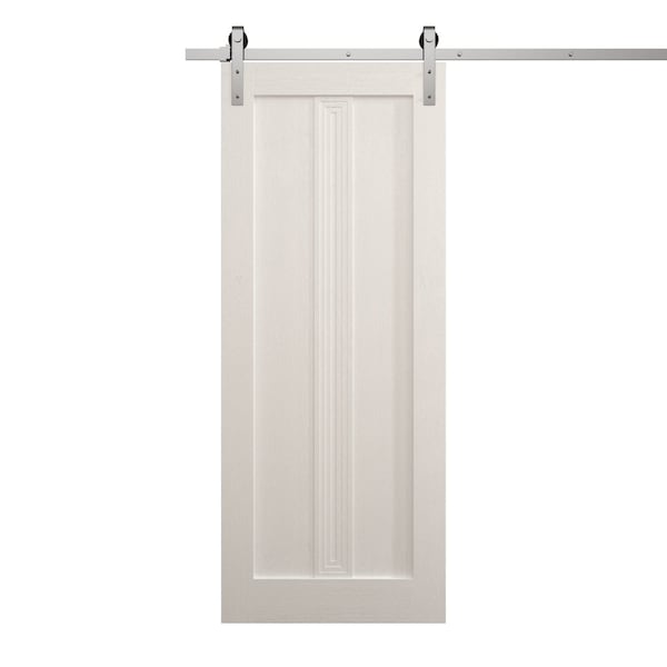 Sartodoors Modern Barn Door 42 x 80 inches, Ego 5006 Painted White Oak, 8FT Silver Rail Track Heavy Hardware EGO5006BD-S-PWO-42 - main