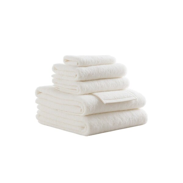 Homeroots Set of Six White Cotton Quick Dry Terry Cloth Towels, 6PK 700325 - main