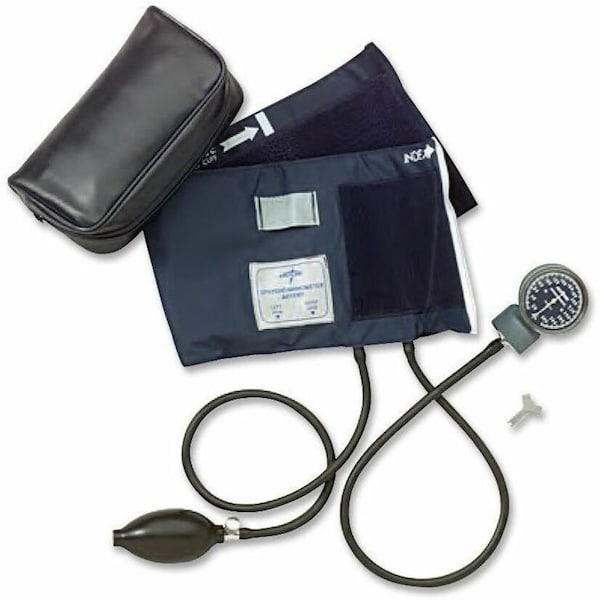 Medline MDS9413 Handheld Aneroid Sphygmomanometer, Large Adult Cuff, Blue MDS9413 - main