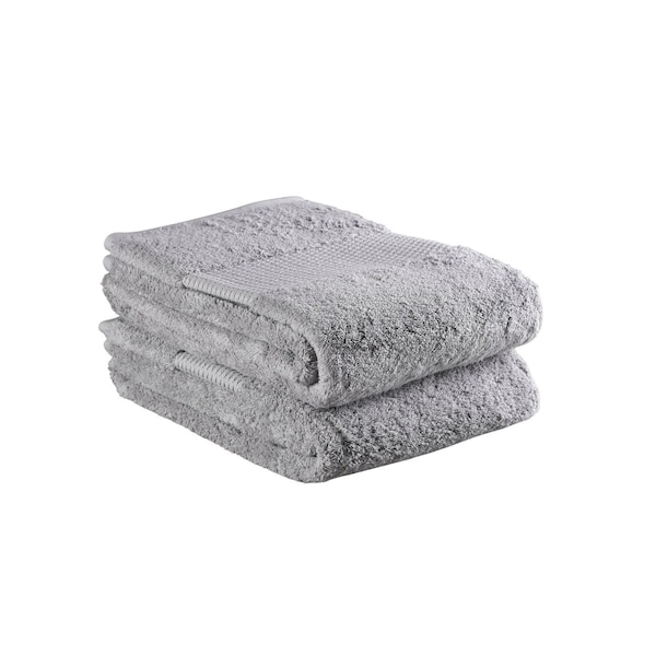 Homeroots Set of Two Light Gray Cotton 30" X 54" Quick Dry Terry Cloth Bath Towels, 2PK 700347 - main
