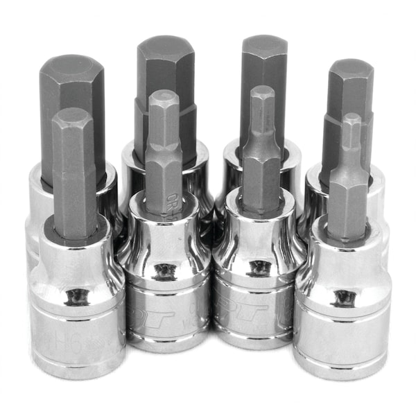 Performance Tool 8-Pc 3/8 In Dr. Metric Hex Bit Set Hex Bit Socket, W38890 W38890 - main