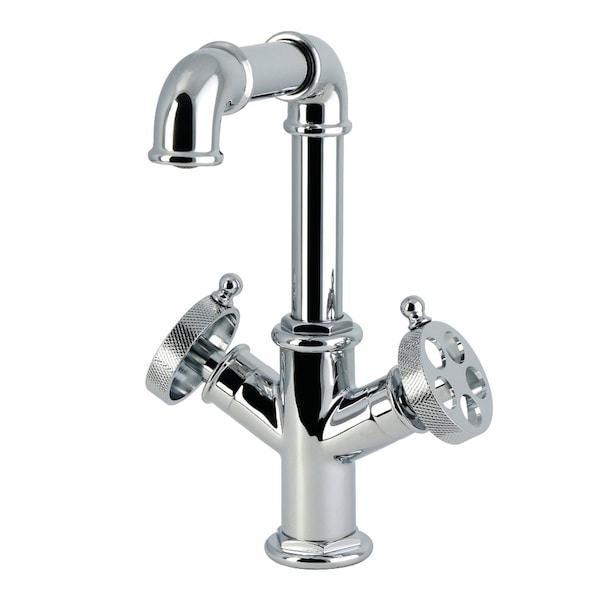 Kingston Brass Two-Handle Single-Hole Bathroom Faucet with Knurled Handle and Push Pop-Up Drain, Polished Chrome LS6301RKZ - main