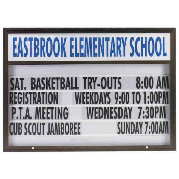 Aarco 70 in W, 50 in H, White Translucent Letterboard/Black Powder Coated Frame MBM5070BK - main