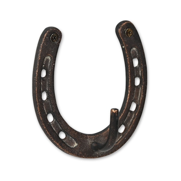 Homeroots 4in Antiqued Bronze Cast Iron Horseshoe Wall Hook 724075 - main
