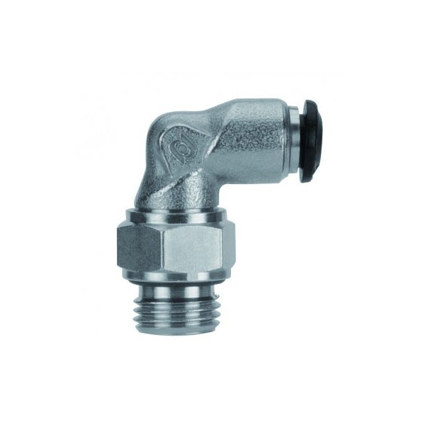 Usa Industrials Push to Connect Tube Fitting, Nickel Plated Brass w/ Plastic Release Ring, Male Elbow ZUSA-TF-PTC-NPBR-83 - main