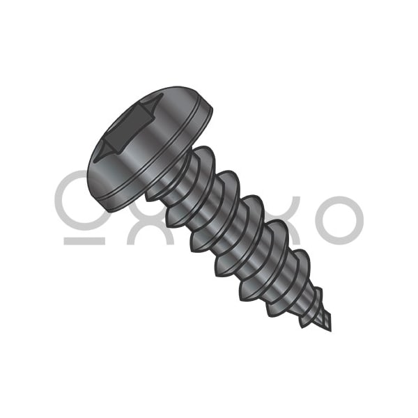 Oxoxo 4-24X1/4 6 lobe Pan Self Tapping Screw Type A B Fully Threaded Black Zinc and Bake, 10000PK 519566 - main