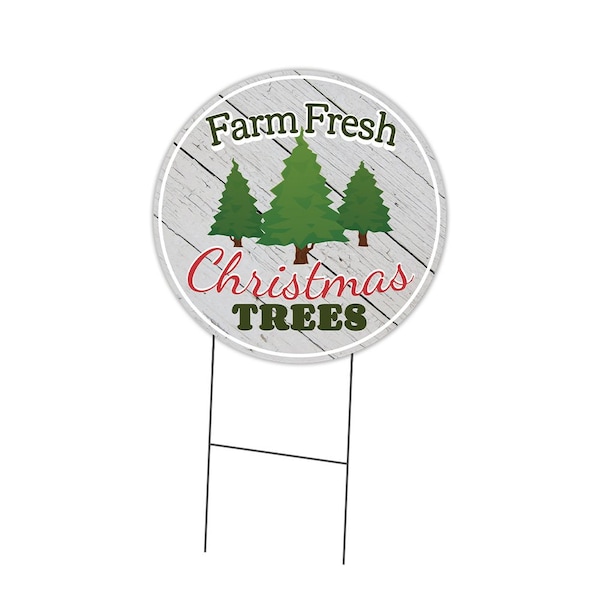 Signmission Farm Fresh Trees Double Sided Corrugated Plastic Circle Yard Sign, C-24-CIR-DS-WS-Farm Fresh Trees C-24-CIR-DS-WS-Farm Fresh Trees - main