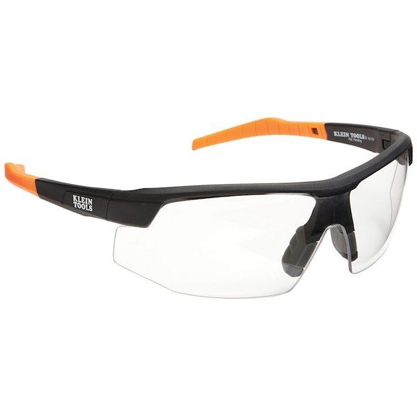 Klein Tools Safety Glasses, Anti-Fog & Anti-Scratch, Clear Lens, Black/Orange Frame 60159 - main