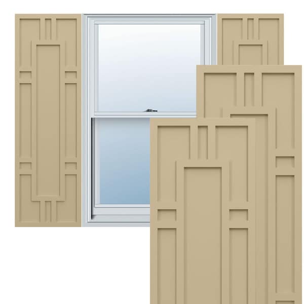 Ekena Millwork True Fit PVC Hastings Fixed Mount Shutters, Natural Twine, 12W x 62H, PR TFP001HS12X062NT - main