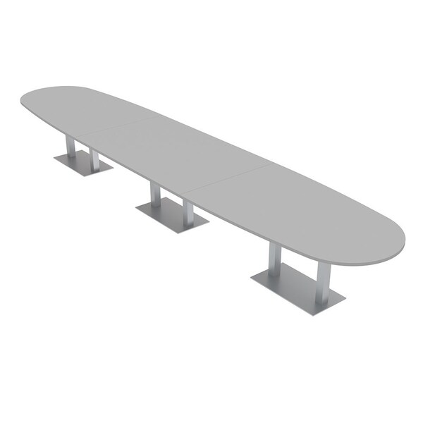 Skutchi Designs Boval Conference Table With Power Unit, 48 in W, 216 in L, Grey HAR-BOVL-48X216-DOU-U779-NA - main
