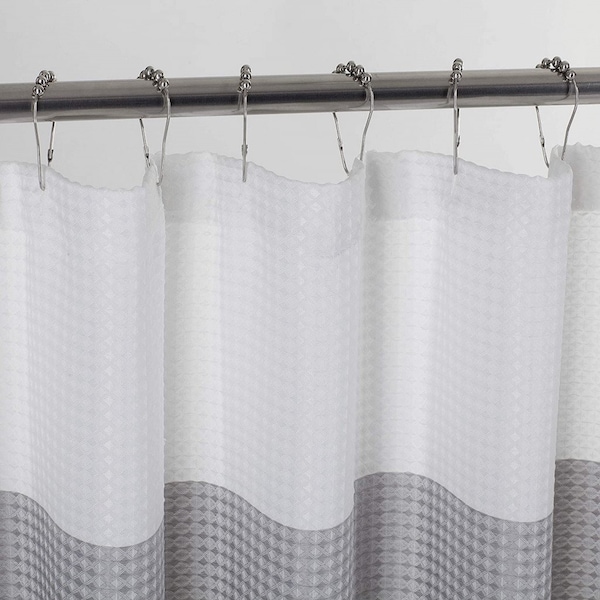 Homeroots 72" White And Gray Striped Shower Curtain 484075 - main