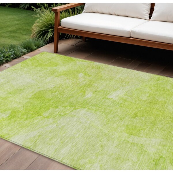 Homeroots 10' X 14' Artichoke Green And Lime Green Nautical Washable Indoor Outdoor Area Rug 581724 - main