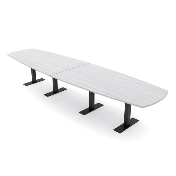 Skutchi Designs Arc Boat Conference Table With Power, 48 in W, 168 in L HAR-ABOT-48X168-T.BK-WA7976-NA - main