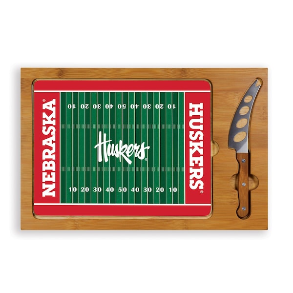 Picnic Time Family Of Brands NCAA Nebraska Cornhuskers Football Field Icon Glass Top Cutting Board & Knife Set 910-00-505-404-0 - main