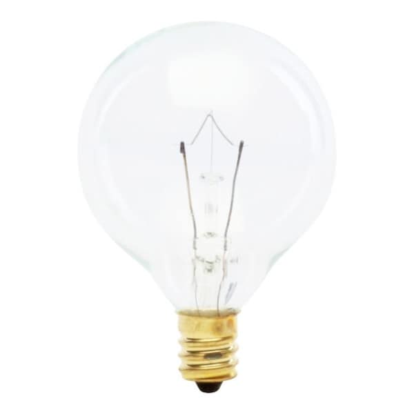 Feit Electric Incandescent Lamp, 25 W, G1612 Lamp, Candelabra E12 Lamp Base, 2700 K Color Temp BP25G161/2 - main