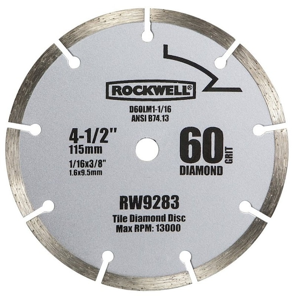 Rockwell Circular Saw Blade, 4-1/2 in Dia, 3/8 in Arbor, 60-Teeth RW9283 - main
