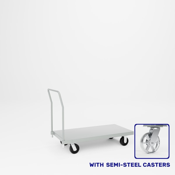 Pucel Steel Platform Truck, 24 in W x 48 in D, 8 in Semi-Steel Casters, Red PT-2448-8S - main