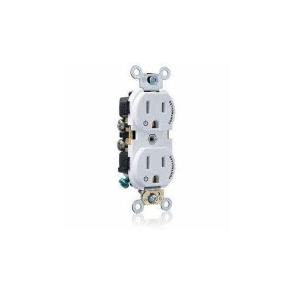 Leviton Duplex Receptacle Outlet, 15A, White, 125V CR015-2PW - main