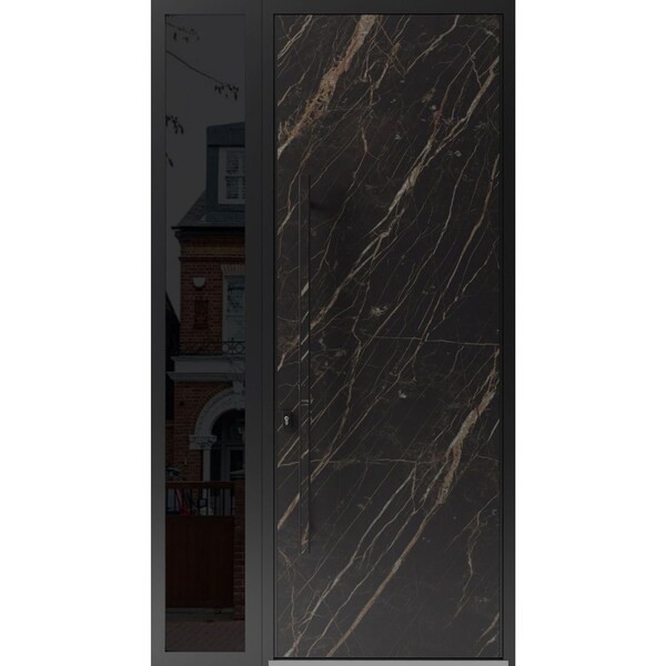 Vdomdoors Steel Door Dekton 0118 Natural Noir 96”/ Side Exterior Window Sidelite Entry Door Painted W36+16x DEKTON0118EXD-NOIR-W36+16xH96-RH-I - main