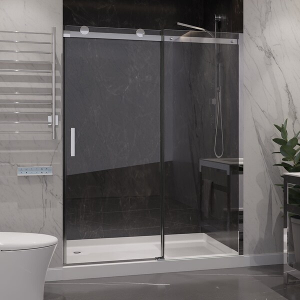 Anzzi 50 to 54in x 76 in. H Sliding Frameless Shower Door in Chrome , Tsunami Guard Tempered Clear Glass SD-FRLS05703CH - main