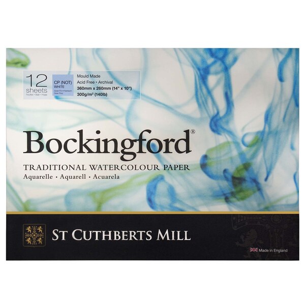 St Cuthberts Bockingford Watercolor Pad, Cold Pressed, Glue Binding, 140lb/300gsm, 12 Sheet, 10x14 inch T47130001011D - main