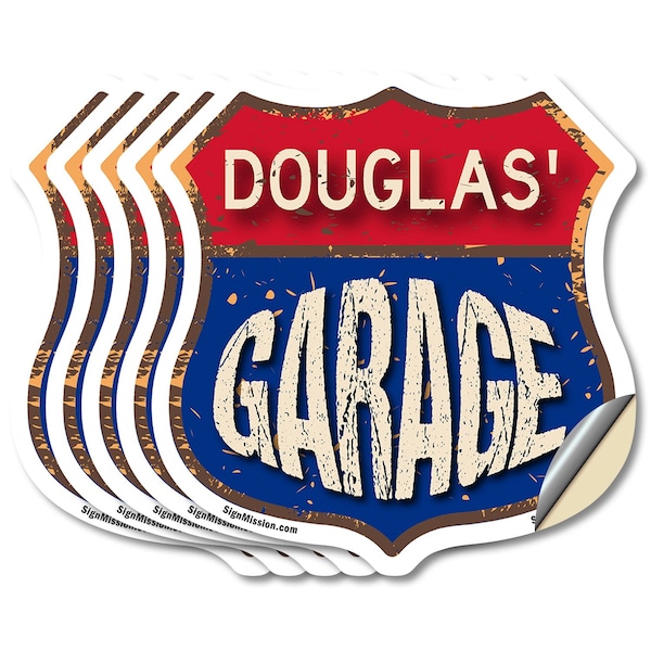 Signmission Douglas's Garage, 4 inch X 4 inch, Vinyl Decal, 5PK SHI-D-5PACK-4-383-DOUGLAS - main