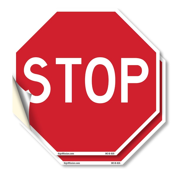 Signmission Stop, 4 inch X 4 inch, Vinyl Decal, 2PK OC-D-2PACK-4-315 - main