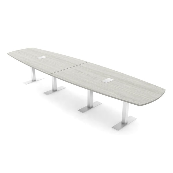 Skutchi Designs Arc Boat Conference Table With Power, 48 in W, 168 in L HAR-ABOT-48X168-T-K458-ESIL - main