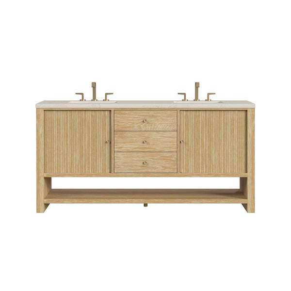 James Martin Vanities Marigot 72" Double Vanity, Sunwashed Oak, w/ 3 CM Siberian Silestone Top w/FreePower Wireless Charger D404-V72-SWO-FSFR - main