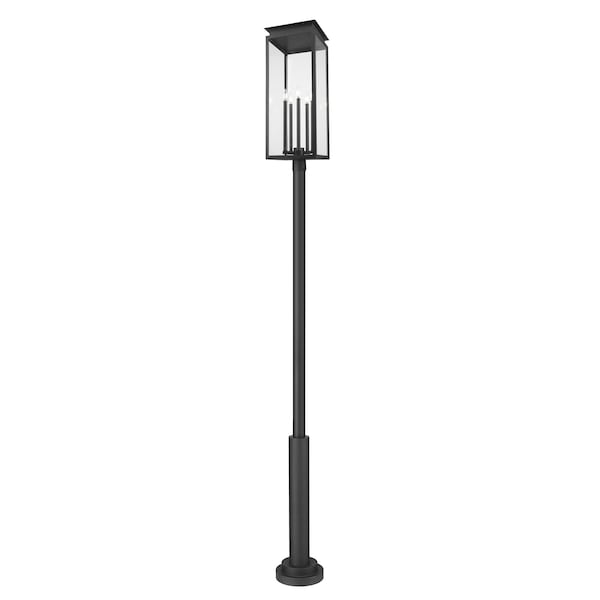 Z-Lite Nova 5 Light Outdoor Post Mounted Fixture, Black/Clear, 12.5 In W x 129.75 In H 5018PHXLR-5010P-BK - main