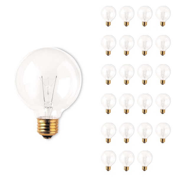 Bulbrite Incandescent G25 Medium Screw Base E26 Light Bulb, 40 Watt, Clear, 24PK 861021 - main