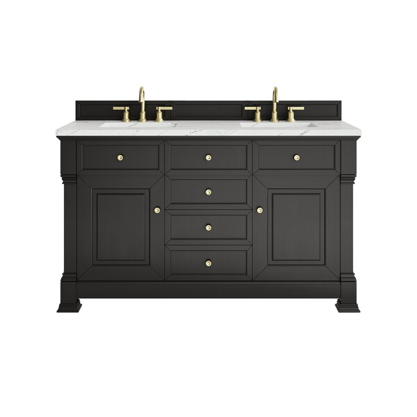 James Martin Vanities Brookfield 60 in. Double Vanity, Black Onyx w/ 3 CM Ethereal Noctis Silestone Top 547-V60D-BKO-3ENC - main