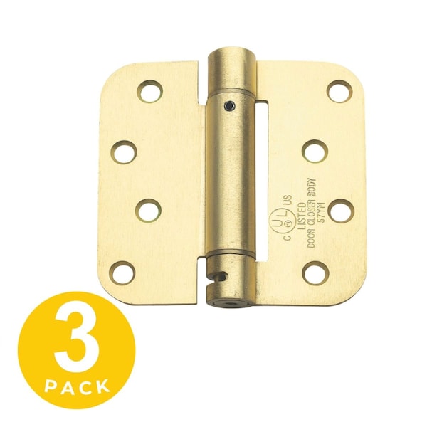Global Door Controls 4 in. x 4 in. Brushed Chrome Spring Full Mortise Square Corner Door Hinge with Fixed Pin - Pack of 3 CPS4040-R-US4-3 - main