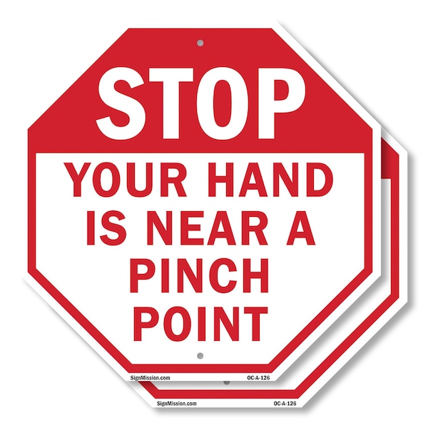 Signmission Stop Your Hand Is Near a Pinch Poin, 10 inch X 10 inch, Aluminum Metal Signs, 2PK OC-A-2PACK-10-126 - main