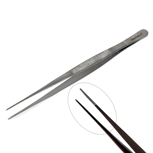 A2Z Scilab Culinary Tweezers, Narrow Precision Serrated Jaws, 8 Inch Straight, Stainless Steel Tongs A2Z-ZR1046 - main