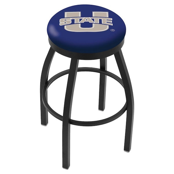 Holland Bar Stool Co 36" Blk Wrinkle Utah State Swivel Bar Stool, Accent Ring L8B2B36UtahSt - main