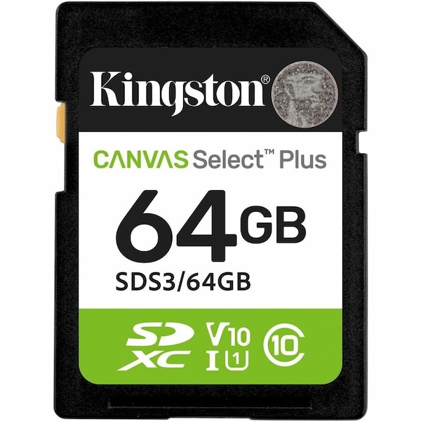 Kingston 64GB SDXC Canvas Select Plus Gen3 100MB/s C10 UHS-I U1 V10 SDS3/64GB - main