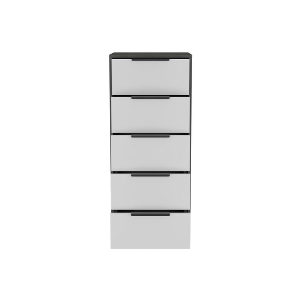 Homeroots 18" White and Gray Five Drawer Standard Chest 544006 - main