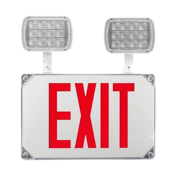 Keystone Exit Combo | Thermo Plastic | Style 3 | Wet Rated | White Color | Single or Double Facing | Red Lett KT-EC-TP3-WH3RW-SD - main