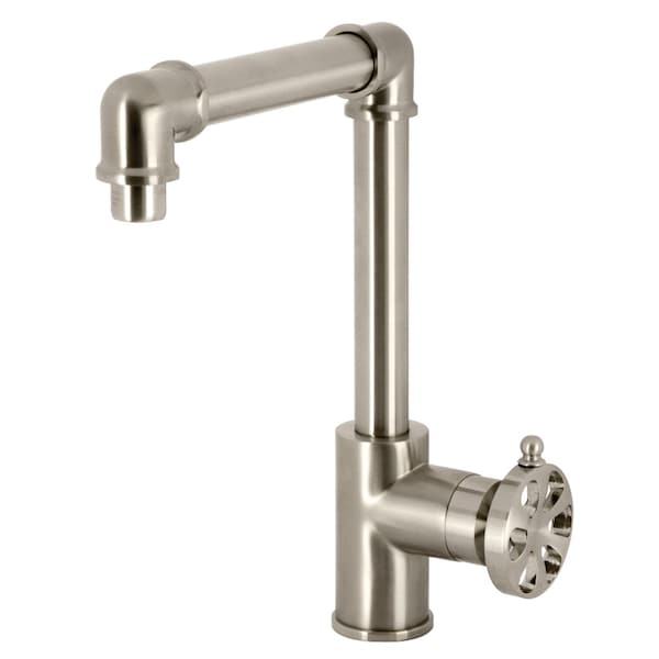 Kingston Brass One-Handle Single-Hole Bathroom Faucet with Push Pop-Up Drain, Brushed Nickel KS144RXBN - main