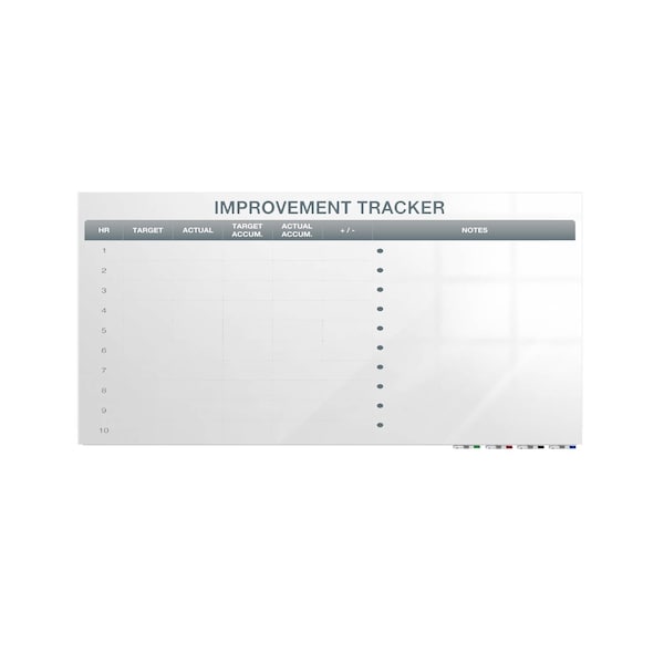 Ghent Manufacturing Aria Low Profile Glassboard, Improvement Tracker 2, Magnetic, 4'H x 6'W GRPARIASM03V-46 - main