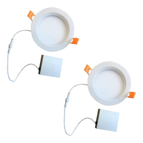Bulbrite 8" Canless 4000K, 100w Equivalent, New Construction Integrated LED Recessed Lght Kit Metal JBOX, 2PK 861683 - main