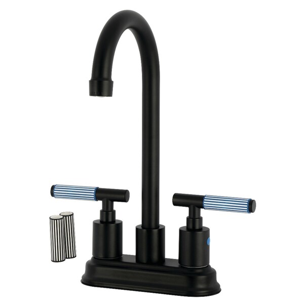 Kingston Brass Double-Handle 4" Centerset Bar Faucet, Matte Black KB8490KPS - main