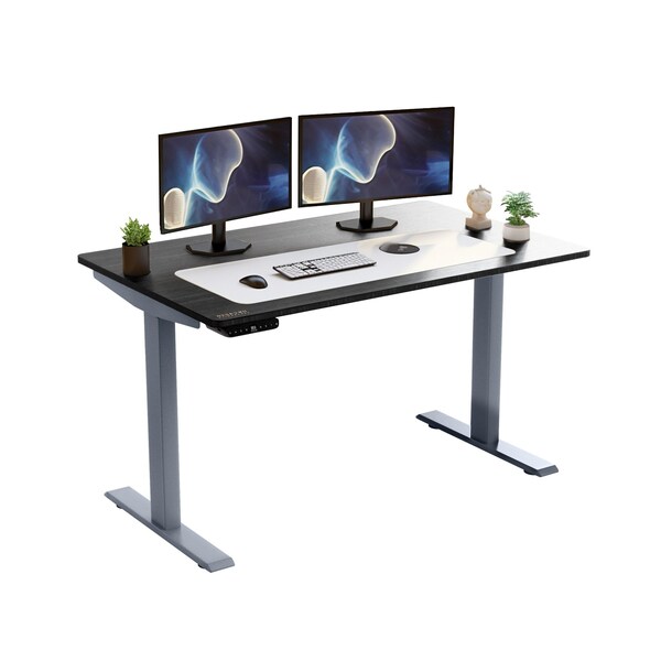 Homeroots 48" Adjustable Black and Gray Stainless Steel Computer Desk 397734 - main