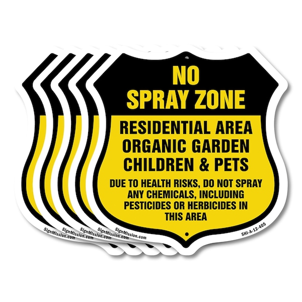 Signmission No Spray Shield Sign No Spray Zone Resid, 12 inch X 12 inch, Aluminum Metal Sign, 5PK SHI-A-5Pack-12-405 - main